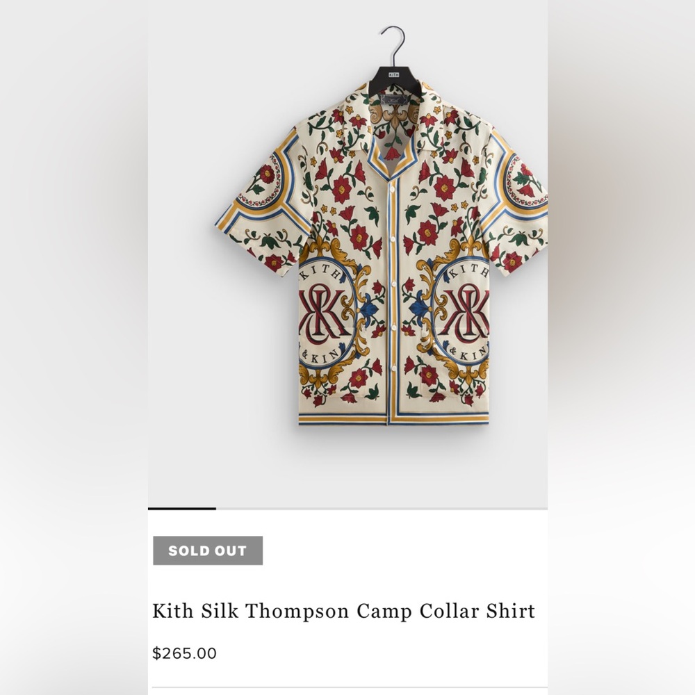 Kith Men’s  Floral Silk Button Down Shirt - Cream and Red